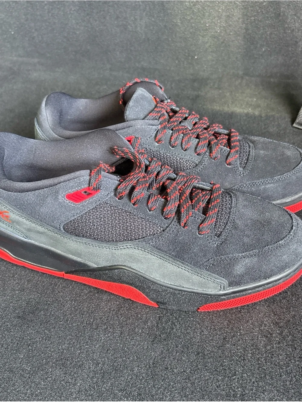 Jordan Men's Black and Red Low-Top Suede Sneakers